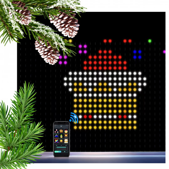 Lampki oświetlenie świąteczne dekoracyjne KURTYNA SMART LED 400 LED multikolor wzory 2x2 + pilot LED8240 CHOMIK