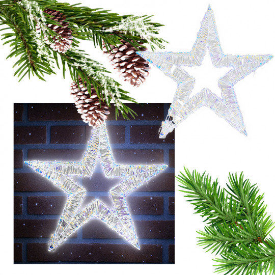 Oświetlenie dekoracyjne świąteczne ozdoba na okno GWIAZDA ŚWIĄTECZNA LED 45CM 90 LED zimna barwa LED0820 CHOMIK
