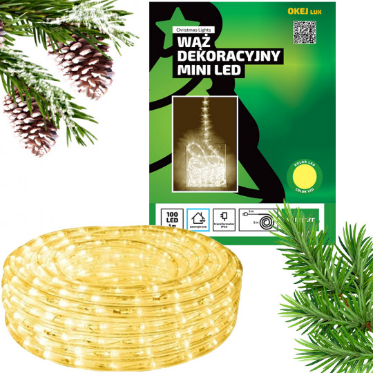 Wąż świetlny dekoracyjny MINI lampki świąteczne ciepła barwa 5m IP44 WST-5/LED OKEJ