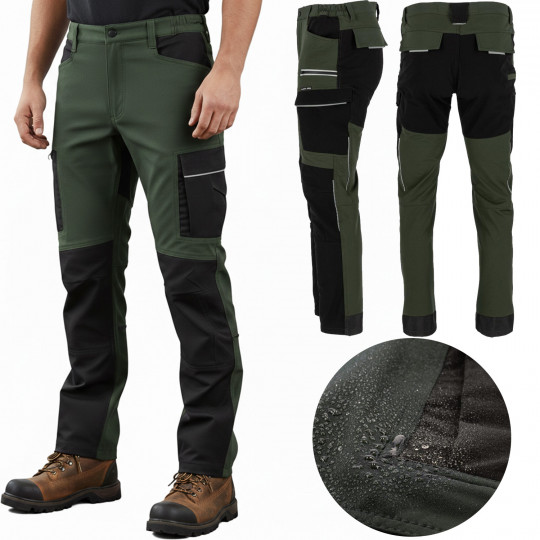 Spodnie robocze męskie STRETCH elastyczne SLIM FIT do pasa zielone rozmiar XL L4055304 LAHTI PRO