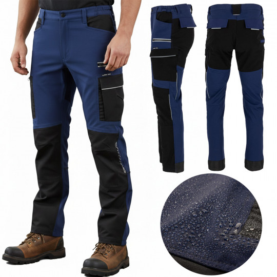 Spodnie robocze męskie stretch do pasa elastyczne granatowo-czarne SLIM FIT rozmiar L L4055203 LAHTI PRO