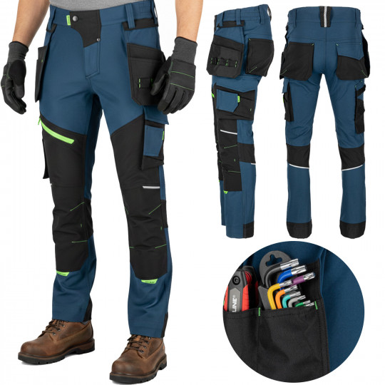 Spodnie robocze męskie do pasa STRETCH elastyczne niebieskie rozmiar S L4056001 LAHTI PRO