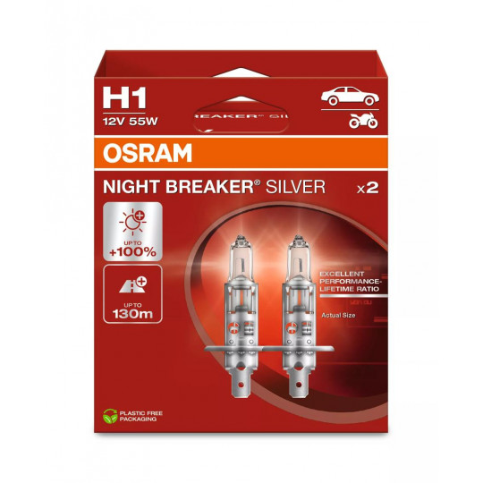 Żarówka samochodowa H1 12V 55W Night Breaker Silver 2 sztuki OSRAM