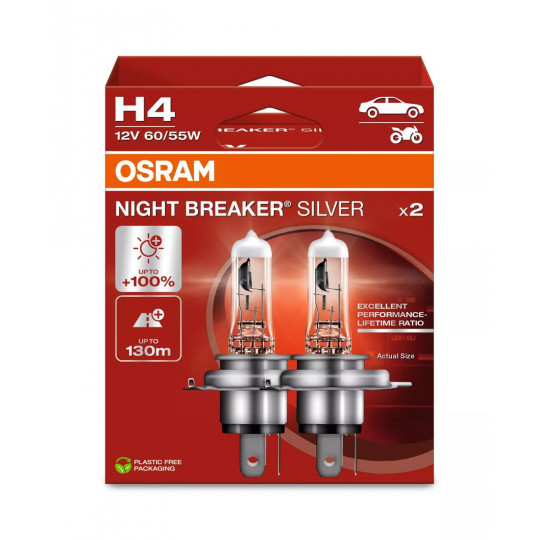 Żarówka samochodowa H4 12V 55W Night Breaker Silver 2 sztuki OSRAM