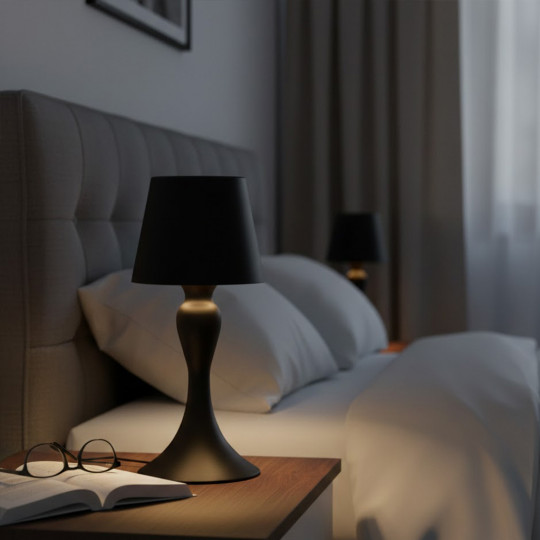 Lampka biurkowa nocna akumulatorowa BARON LED ciepła/neutralna/zimna CCT czarna 04413 STRUHM