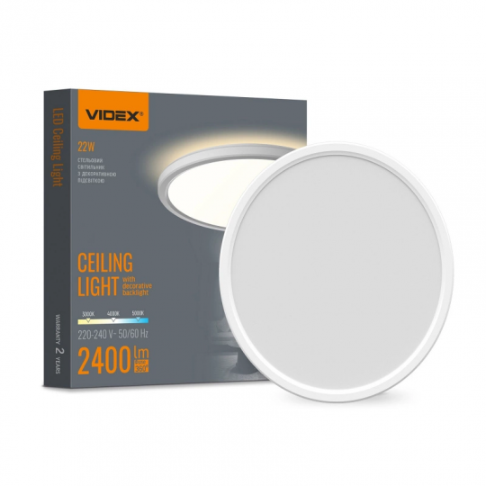 Lampa plafon sufitowy okrągły 22W barwa neutralna CCT LED IP54 VIDOPR0865 VIDEX