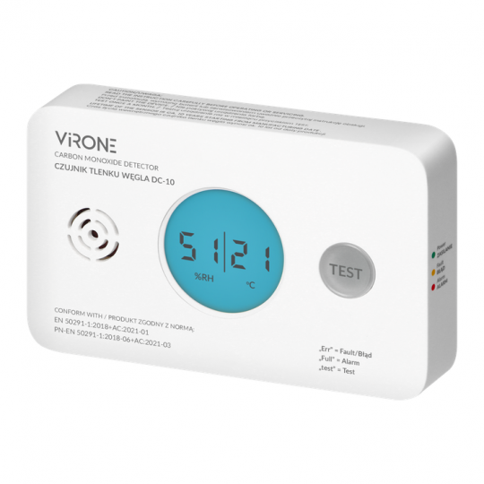 Czujnik tlenku węgla czadu bateryjny 2xAA VIRONE