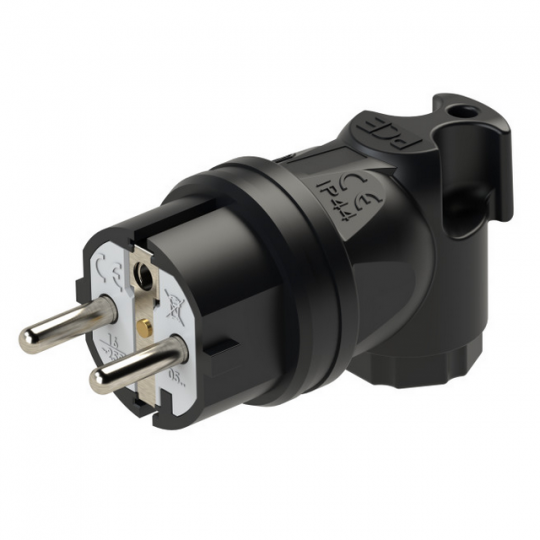 Wtyczka gumowa kątowa jednofazowa 10/16A 2P+Z 230V UNI‑SCHUKO IP44 /guma‑poliamid/ TAURUS 05821‑s PCE