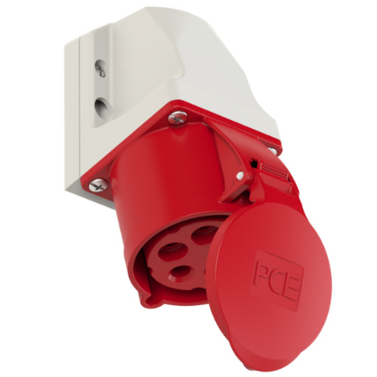 Gniazdo siłowe stałe 32A 5P 400V czerwone IP44 mała obudowa 125‑6k PCE