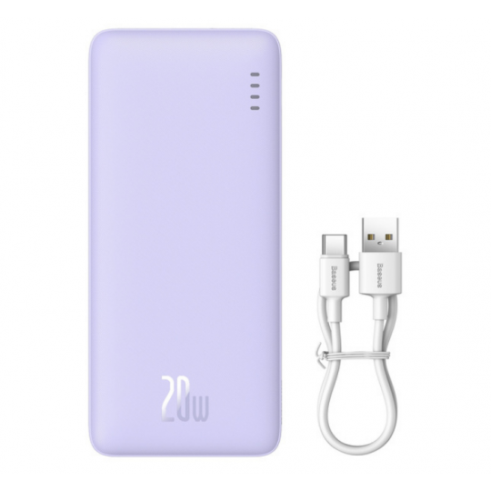 Power Bank z szybkim ładowaniem PD 20W 20000mAh kabel USB-C fioletowy BASEUS