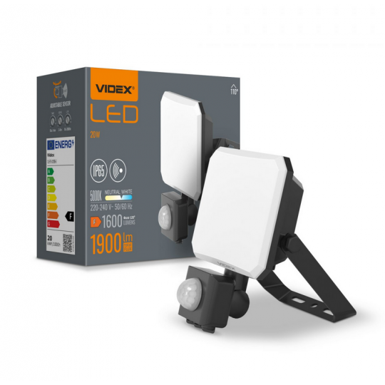 Naświetlacz LED z czujnikiem ruchu 20W VLE-F3-0205B-S VIDEX