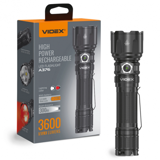 Latarka taktyczna LED przenośna 20W 3600lm 5000K szperacz 8 trybów pracy VIDLAT0180 VIDEX