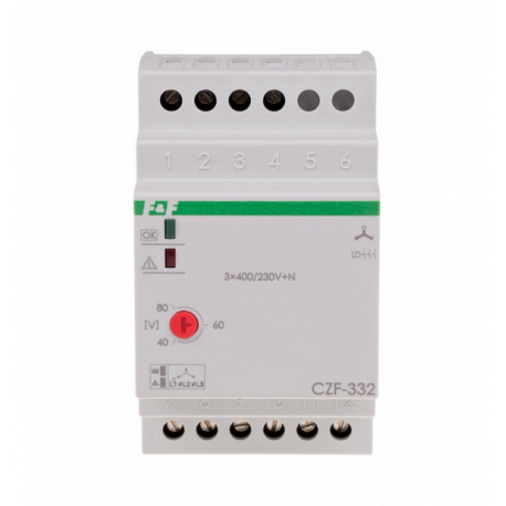 Czujnik zaniku i asymetrii faz z kontrolą styków CZF-332 F&F