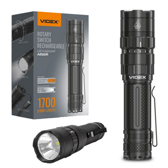 Latarka ręczna akumulatorowa 20W LED 5 trybów pracy USB-C wodoszczelna IP68 VIDEX