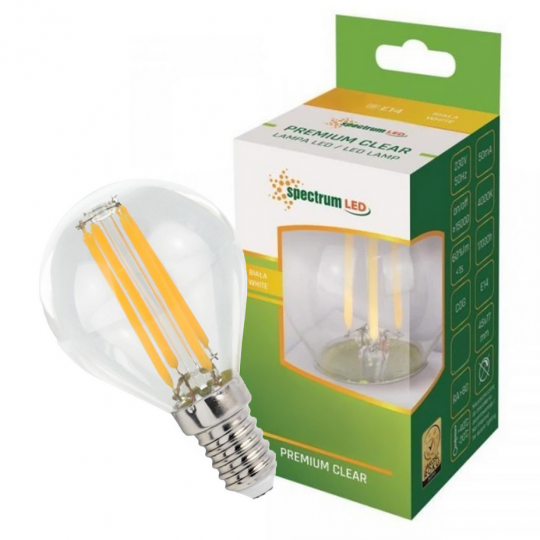 Żarówka LED E14 COG kulka 5,5W neutralna barwa NW clear WOJ+14390 SPECTRUM
