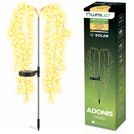 Lampa Solarna Ogrodowa LED ADONIS 2700K Wbijana Dekoracyjna Drzewko Efekt Wodospadu LUMILED