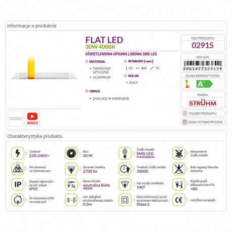 FLAT LED strip light 30W 4000K 90cm 02915 Sthor