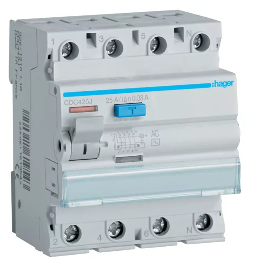 CDC425J AC 4P25A residual current circuit breaker Hager CDC425J AC 4P25A residual current circuit breaker Hager