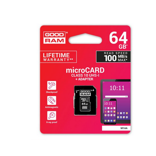 Karta pamięci micro SDXC 64GB Class10 +adapter GOODRAM