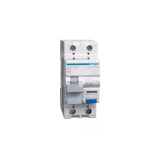 Residual current circuit breaker ADC966D 2P 16A C AC HAGER