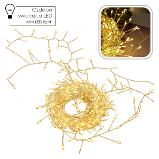 LAMPKI MICRO LED CLUSTER 500L CIEPŁY BIAŁY DŁUGOŚĆ 3 + 7,5 M