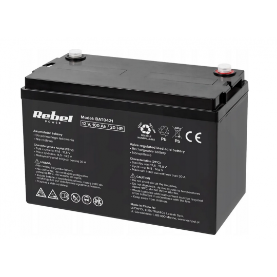 Akumulator żelowy 12V 100Ah BAT0421 Rebel