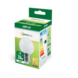 LED PVC ball bulb E27 1W WHITE SPECTRUM