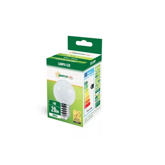 Żarówka LED PCV kulka E27 1W BIAŁA SPECTRUM