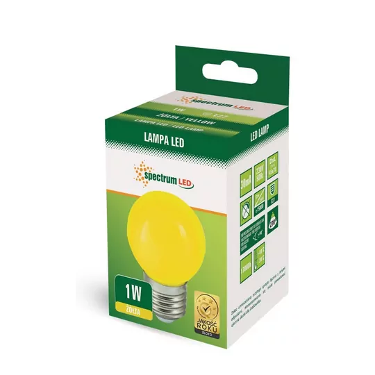 LED PVC ball bulb E27 1W YELLOW SPECTRUM