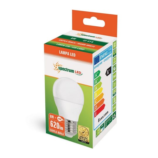 Żarówka LED kulka E27 8W ciepła barwa WOJ+14218 SPECTRUM