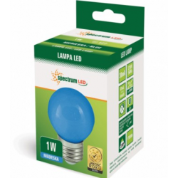 Żarówka LED PCV kulka E27 1W NIEBIESKA SPECTRUM