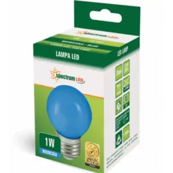 Żarówka LED PCV kulka E27 1W NIEBIESKA SPECTRUM