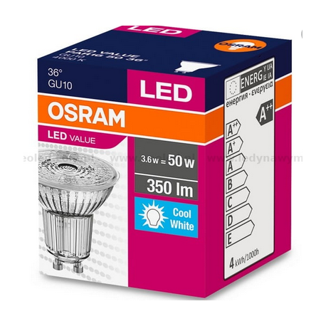 Żarówka LED GU10 3,6W 230V 36° neutralna NW OSRAM