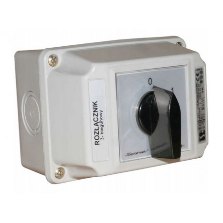 Cam switch 0-1 3P 25A in housing ŁK25R-2.8211OB2 IP 65 SPAMEL